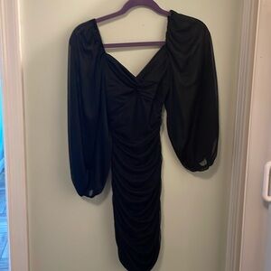 Black open back mini dress